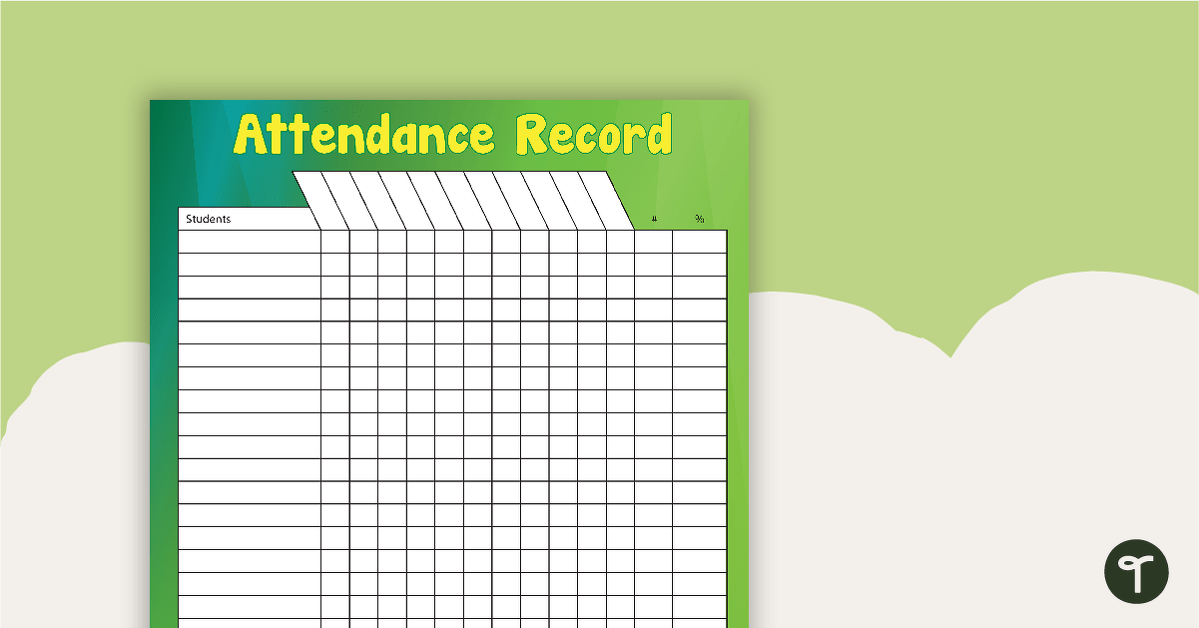 Attendance Record Chart teaching resource