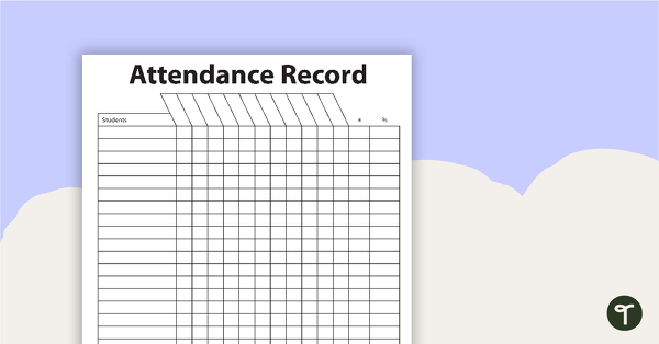 Go to Attendance Record Chart BW teaching resource