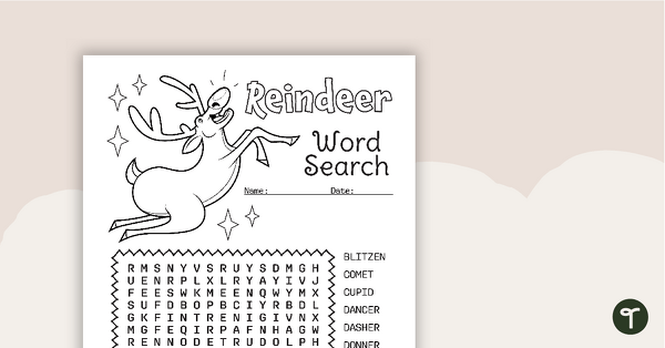 Santa's Reindeer Word Search teaching resource