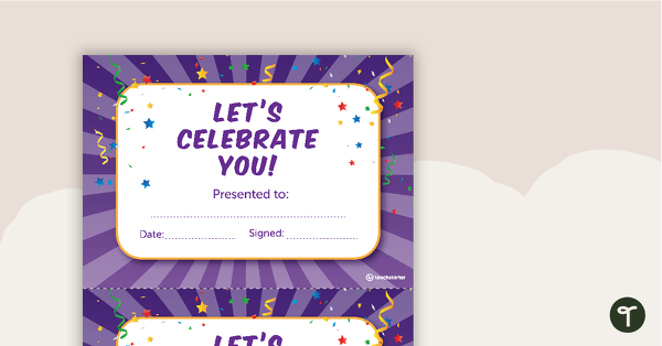 Go to Let's Celebrate - Award Certificate teaching resource