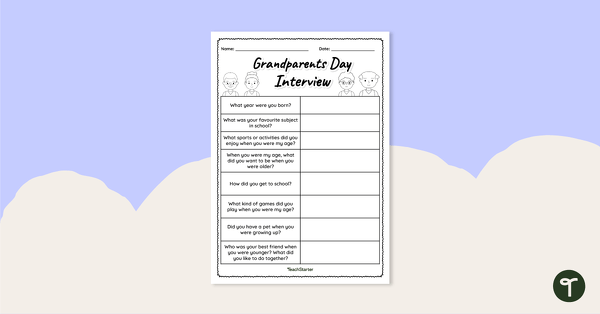 Go to Grandparents Day Interview Worksheet teaching resource