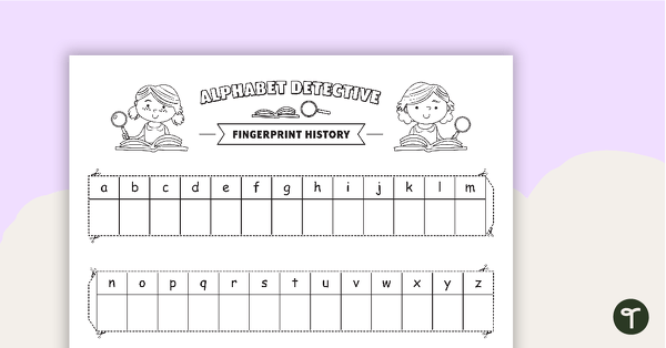 Alphabet Detective Fingerprint Art Template teaching resource