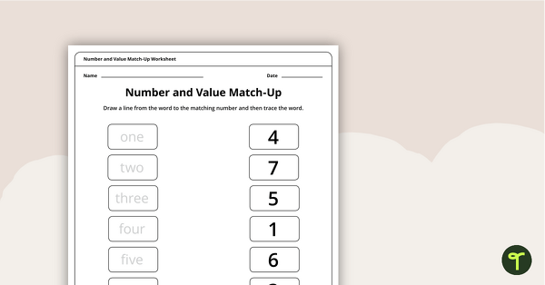 Go to 1-9 Number and Value Match-Up Worksheet teaching resource