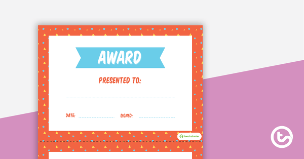 Go to Shapes Pattern - Award Certificate teaching resource
