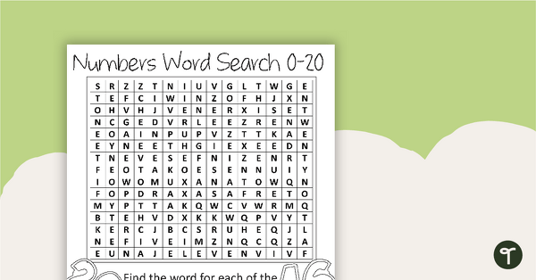 Numbers 0–20 - Word Search teaching resource