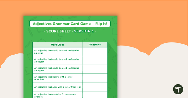 Go to Adjective Grammar Card Game - Flip It! teaching resource