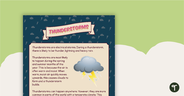 Go to Comprehension - Thunderstorms teaching resource