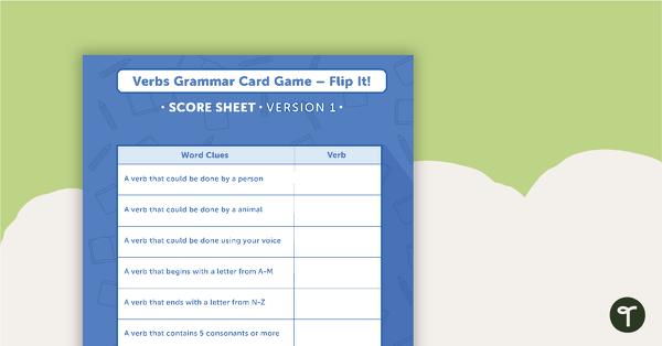 Go to Verb Grammar Card Game - Flip It! teaching resource