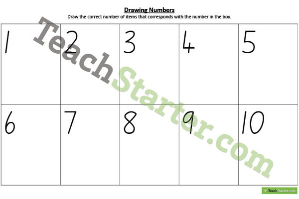 Drawing Numbers Worksheet teaching resource