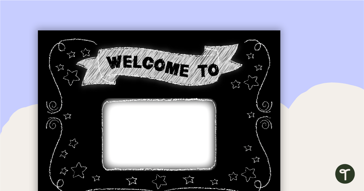 Funky Chalkboard BW - Welcome Sign and Name Tags teaching resource