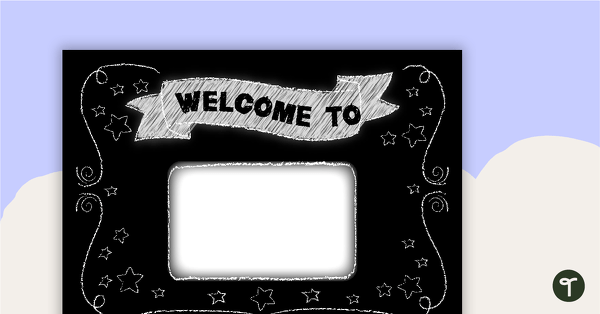 Go to Funky Chalkboard BW - Welcome Sign and Name Tags teaching resource