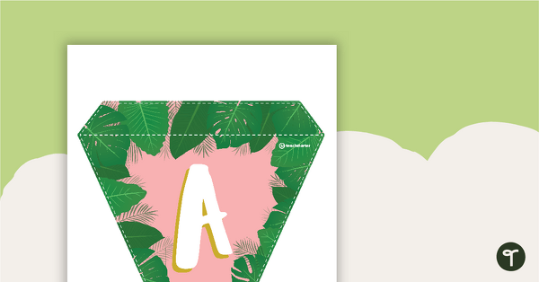 Preview image for Lush Leaves Pink - Letters and Numbers Bunting - teaching resource