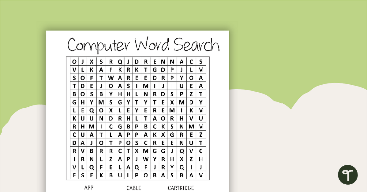 Computer Word Search with Solution teaching resource
