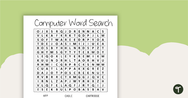 Computer Word Search with Solution teaching resource