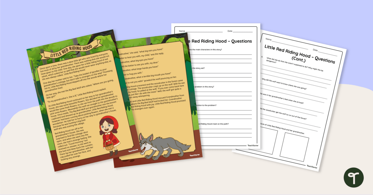 Little Red Riding Hood – Comprehension Worksheet teaching resource