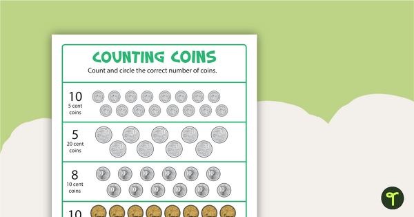 Go to Counting Coins Worksheet teaching resource