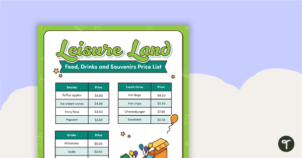 Financial Planning Maths Investigation - My Day at Leisure Land! teaching resource