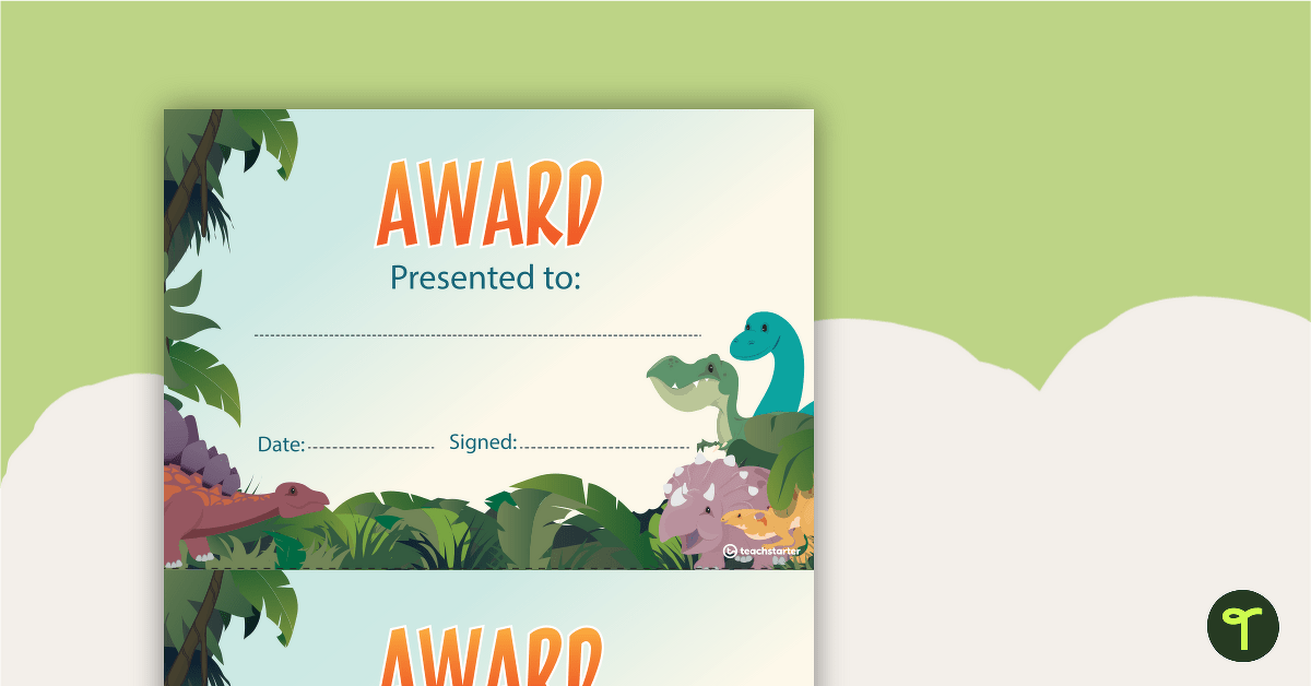 Dinosaurs - Award Certificate teaching resource