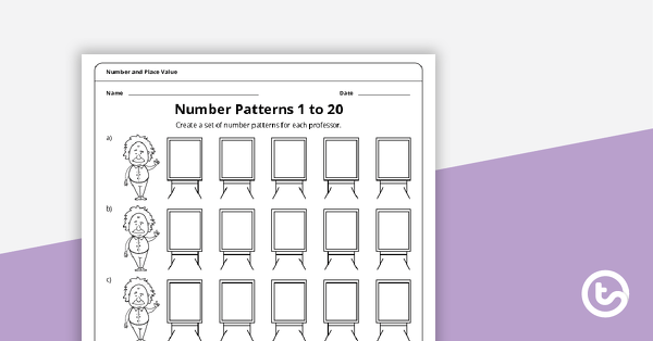 number pattern worksheets 1 to 20 teach starter