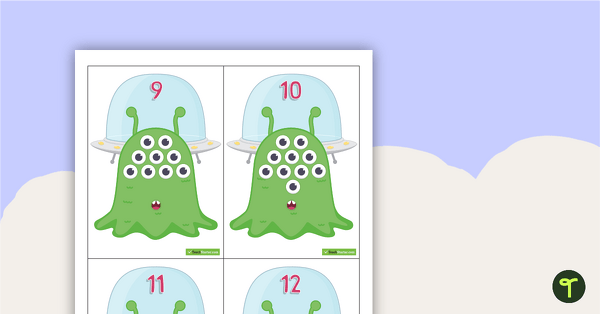 Alien Number Sequencing Cards - 1 to 20 teaching resource
