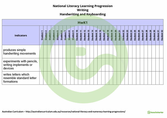 National Literacy Learning Progression Trackers - Writing teaching resource