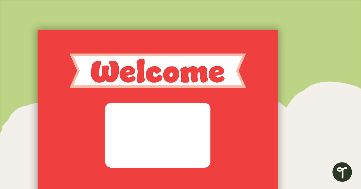Plain Red - Welcome Sign and Name Tags teaching resource