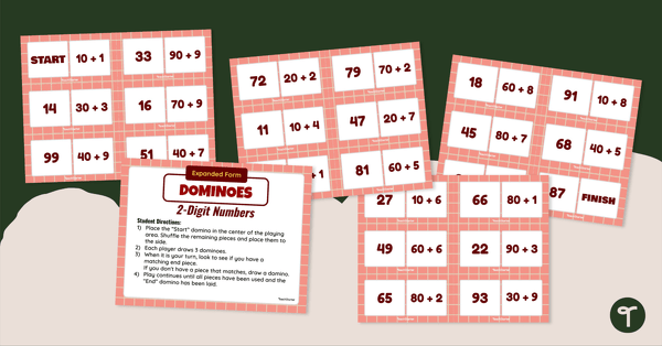 Go to Expanded Form Dominoes (2-Digit Numbers) teaching resource