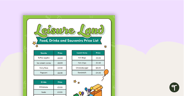 Financial Planning Maths Investigation - My Day at Leisure Land! teaching resource