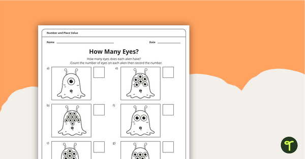 Preview image for How Many Eyes? - Alien Counting Worksheet - teaching resource