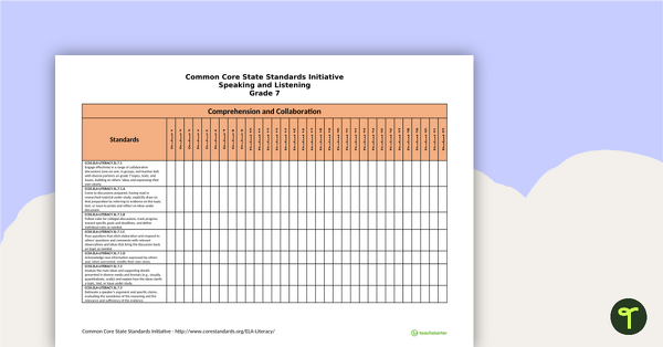 Go to Common Core State Standards Progression Trackers - Grade 7 - Speaking & Listening teaching resource