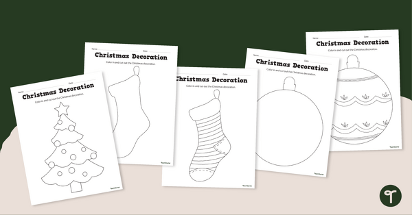Christmas Decorations Colouring in teaching resource