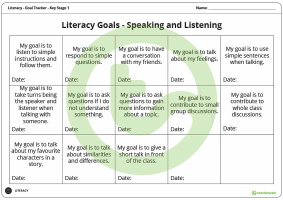 Goals - Speaking and Listening (Key Stage 1) teaching resource