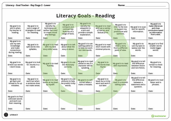 Goal Labels - Reading (Key Stage 2 - Lower) teaching resource