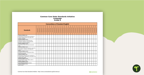 Common Core State Standards Progression Trackers - Grade 8 - Language teaching resource