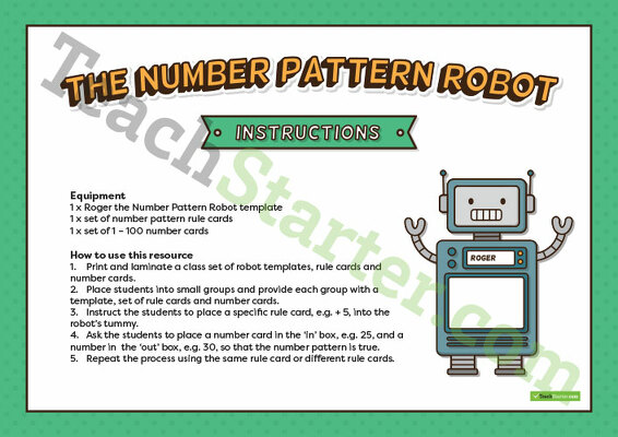 The Number Pattern Robot teaching resource