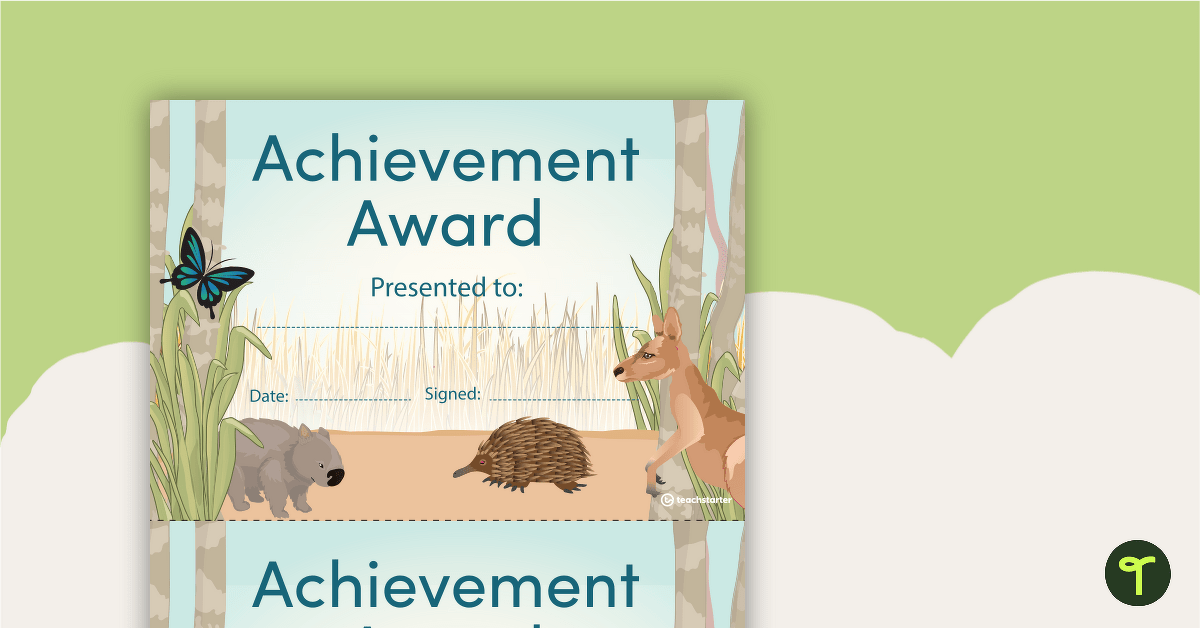 Australian Animals - Award Certificate teaching resource