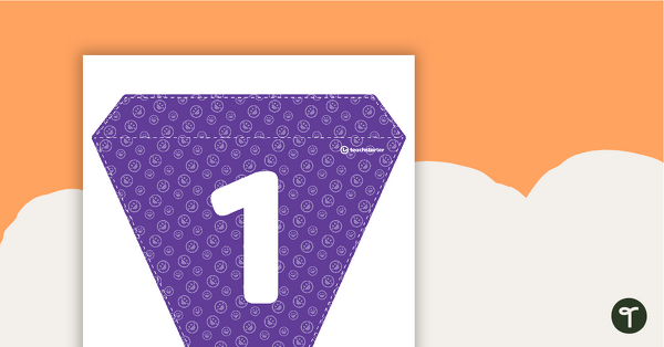 Purple Emoji - Letters and Numbers Pennant Banner teaching resource