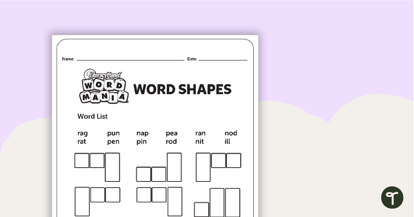 Word Shapes Worksheets - Level 1 teaching resource