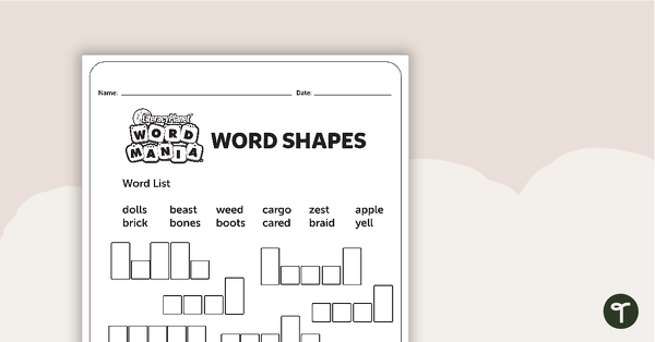 Go to Word Shapes Worksheets - Level 3 teaching resource