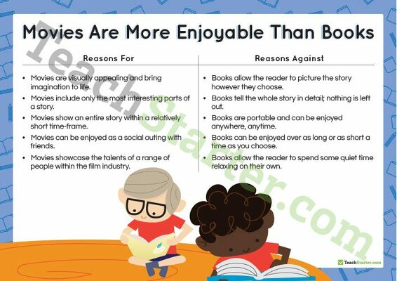 Opinion Texts Writing Task - Movies Are More Enjoyable Than Books teaching resource