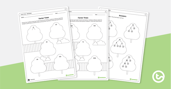 Preview image for Factor Trees – Worksheet - teaching resource