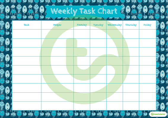 Monster Pattern - Weekly Task Chart teaching resource