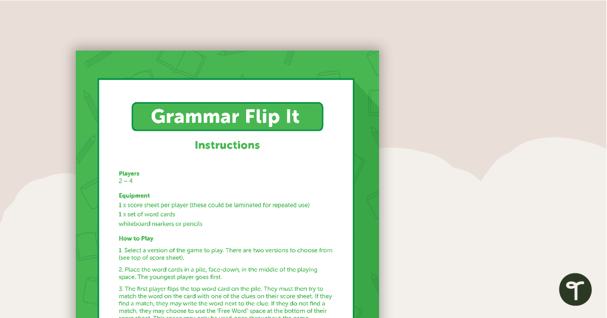 Adjective Grammar Card Game – Flip It! teaching resource