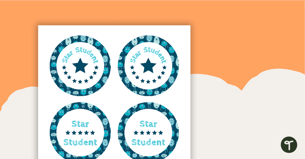 Monster Pattern - Star Student Badges teaching resource