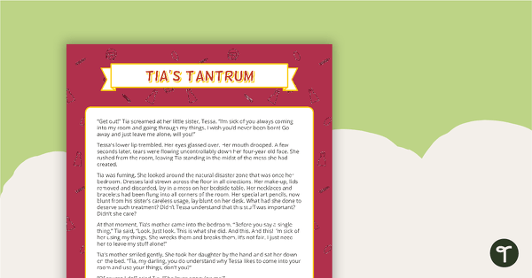 Go to Comprehension - Tia's Tantrum teaching resource