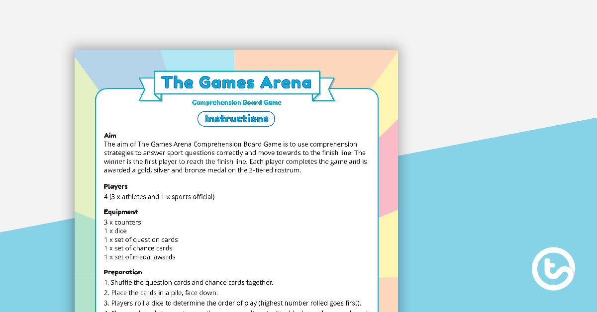 The Games Arena - Comprehension Board Game teaching resource
