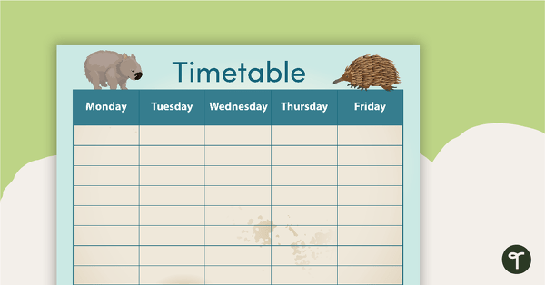 Australian Animals - Weekly Timetable teaching resource