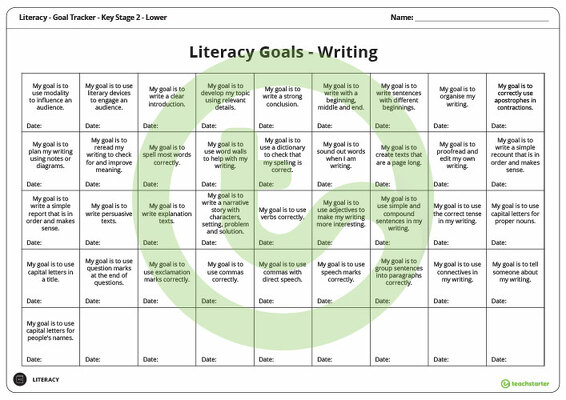 Goals - Writing (Key Stage 2 - Lower) teaching resource