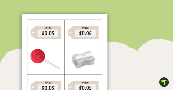 Picture Cards with Price Tags and Coins (Australian Currency) teaching resource