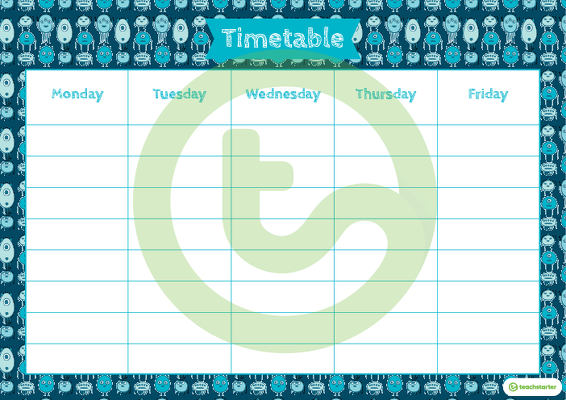 Monster Pattern - Weekly Timetable teaching resource